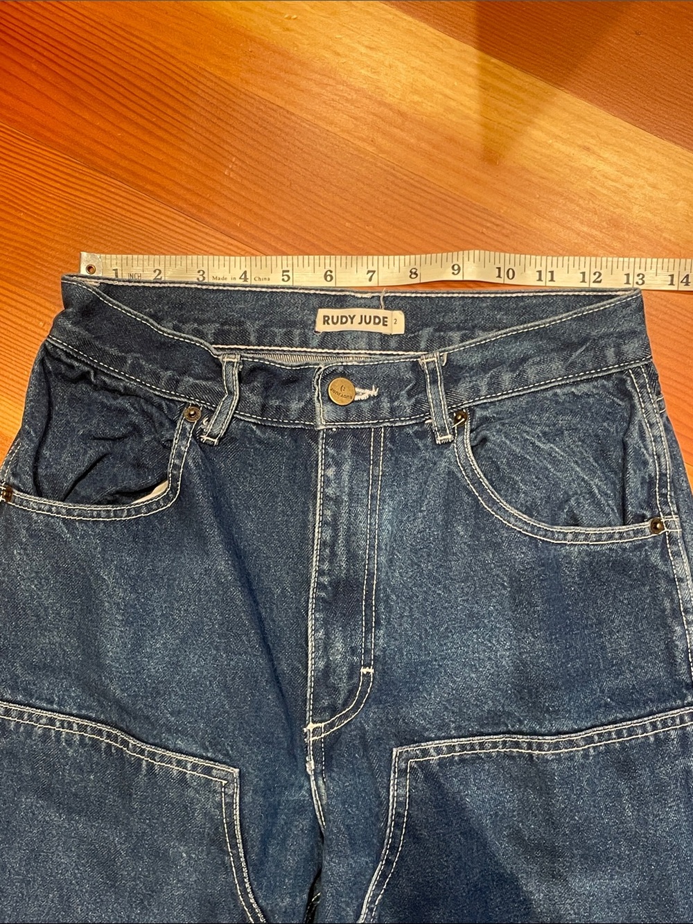 Rudy Jude Indigo Blue Denim Jeans with Branded Brass Button - Picture 6 of 6